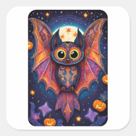 Halloween Niedlich Bat Alebrije Quadratischer Aufkleber