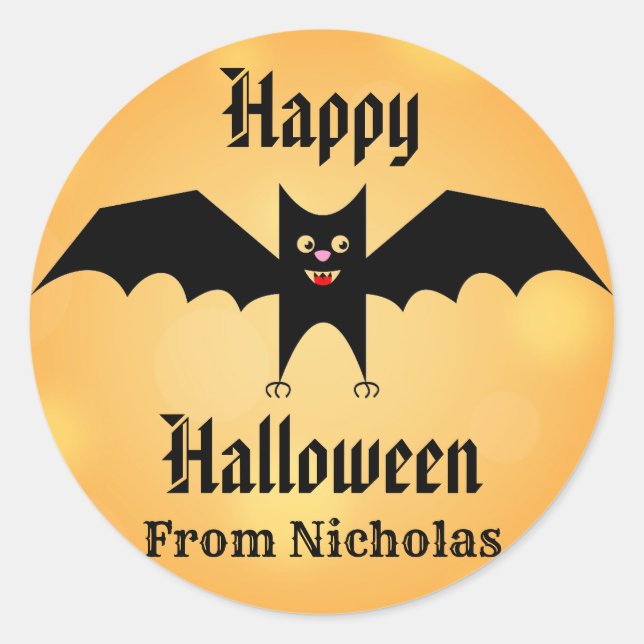 Halloween Niedlich Black Bat Custom Runder Aufkleber (Vorderseite)