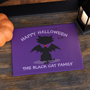 Halloween Niedlich Black Cat Bat Lila Kindermatte Fußmatte