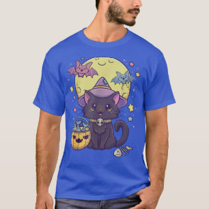 Halloween Niedlich Black Cat Kawaii Pastel Goth He T-Shirt