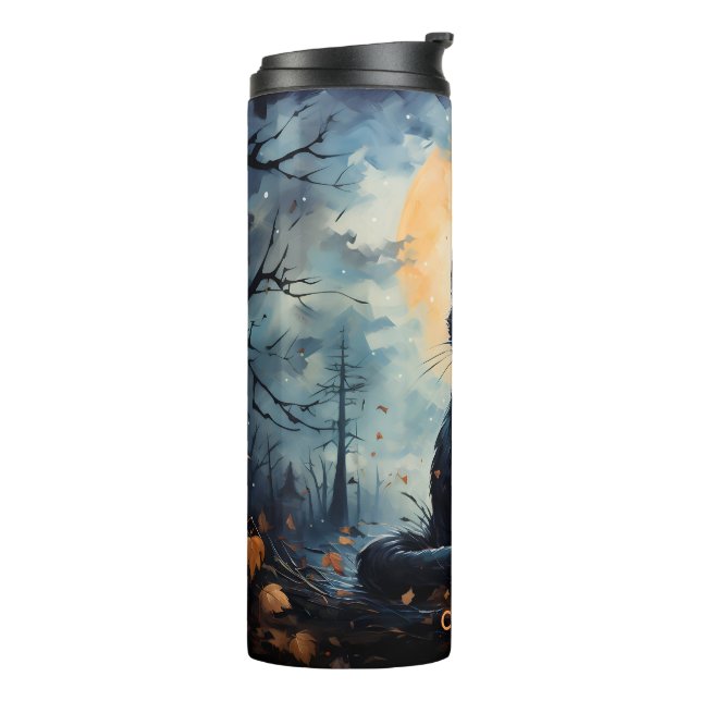 Halloween Niedlich Black Cat Thermal Tumbler Thermosbecher (Nach links gedreht)