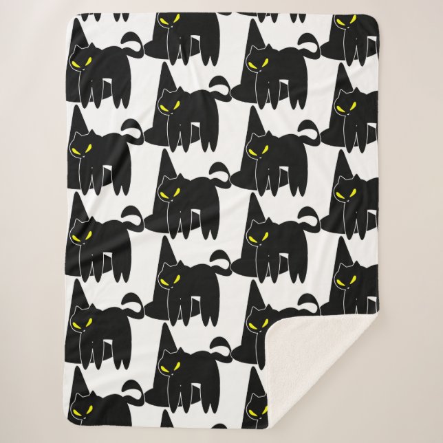 Halloween Niedlich Black Ghost und Hexenhut Sherpadecke (Vorderseite)