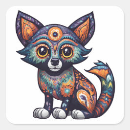 Halloween Niedlich Fox Quadratischer Aufkleber