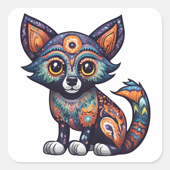 Halloween Niedlich Fox Quadratischer Aufkleber (Vorderseite)