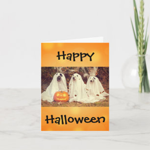 Halloween Niedlich Funny Dog Ghost-Kostüm Karte