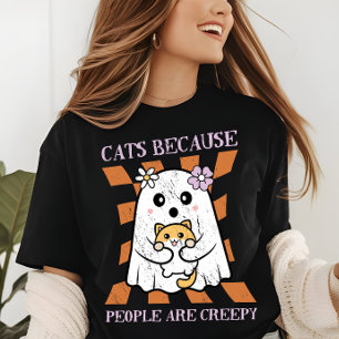 Halloween Niedlich Funny Ghost Cat Lover Tri-Blend Shirt