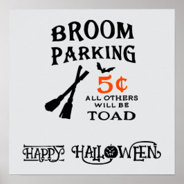 Halloween Niedlich Funny Whimsical Broom Poster