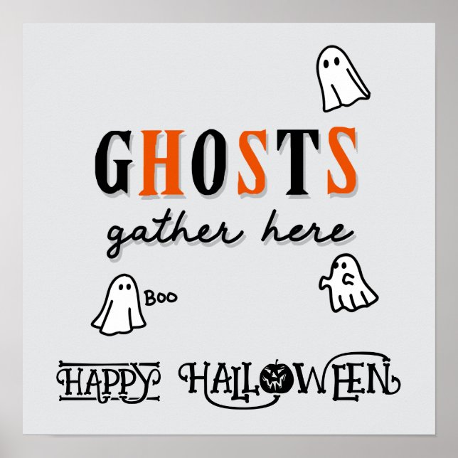 Halloween Niedlich Funny Whimsical Ghosts Poster (Vorne)
