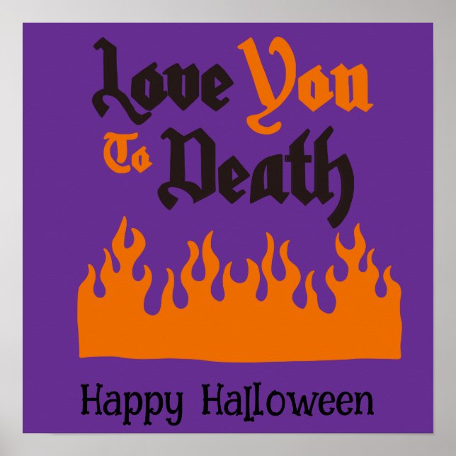 Halloween Niedlich Funny Whimsical Orange Flame Poster (Vorne)