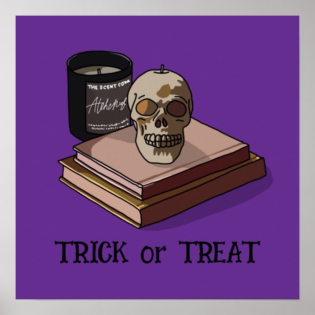 Halloween Niedlich Funny Whimsical Skull Poster (Vorne)