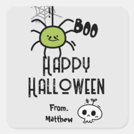 Halloween-niedlich-Gastgeschenk Quadratischer Aufkleber
