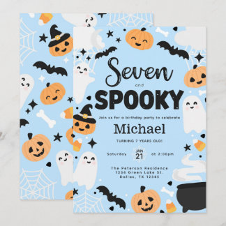Halloween Niedlich Ghost 7. Geburtstagsparty Einladung