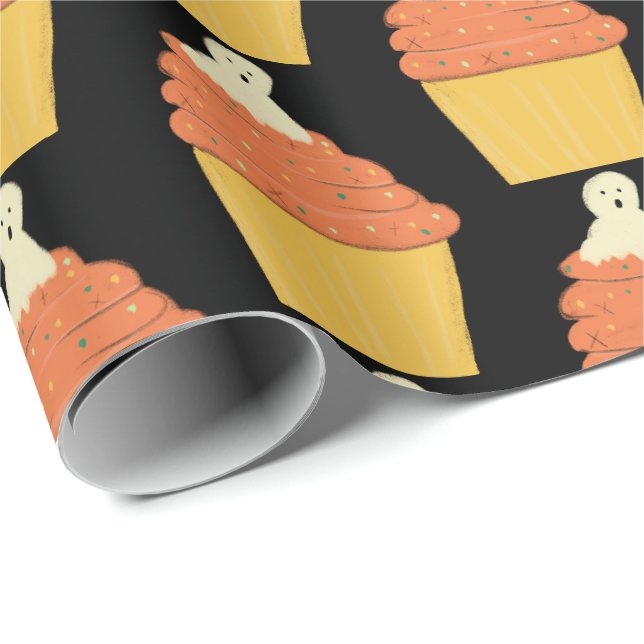 Halloween Niedlich Ghost auf Cupcakes Geschenkpapier (Rolleneckpunkt)