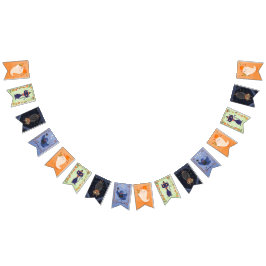 Halloween Niedlich Ghost, Cat, Bat und Raven Wimpelkette