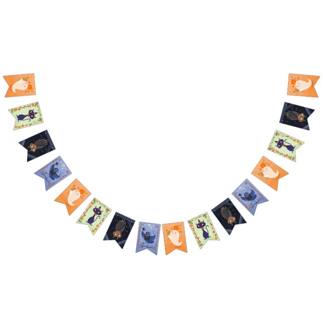 Halloween Niedlich Ghost, Cat, Bat und Raven Wimpelkette (Alle)