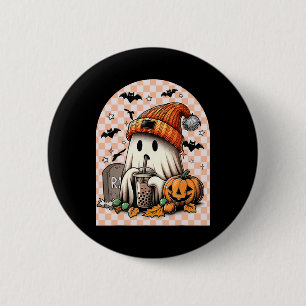 Halloween Niedlich Ghost Drink Kaffee Pumpkin Karo Button