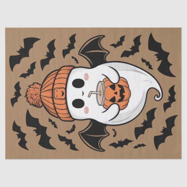 Halloween Niedlich Ghost Fall Spooky Saisongeschen Seidenpapier (Vorderseite)