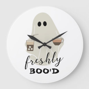 Halloween Niedlich Ghost   Freshly Boo'd Coffee Lo Große Wanduhr