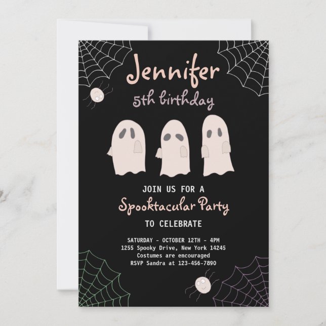 Halloween Niedlich Ghost Geburtstag Spooktacular E Einladung (Vorderseite)