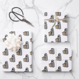 Halloween, Niedlich Ghost Grau, Trick oder Treat,  Geschenkpapier Set