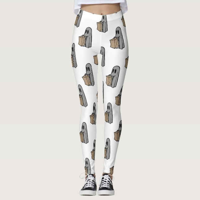 Halloween, Niedlich Ghost Grau, Trick oder Treat,  Leggings (Vorderseite)