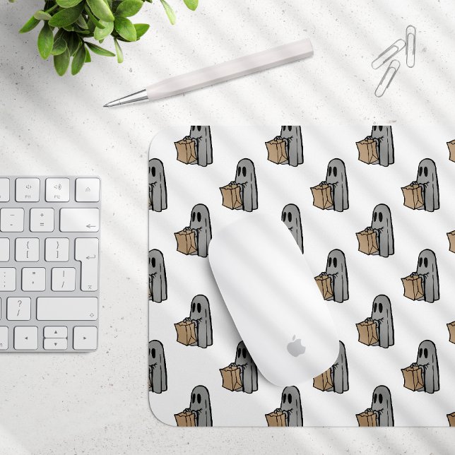 Halloween, Niedlich Ghost Grau, Trick oder Treat,  Mousepad (Von Creator hochgeladen)