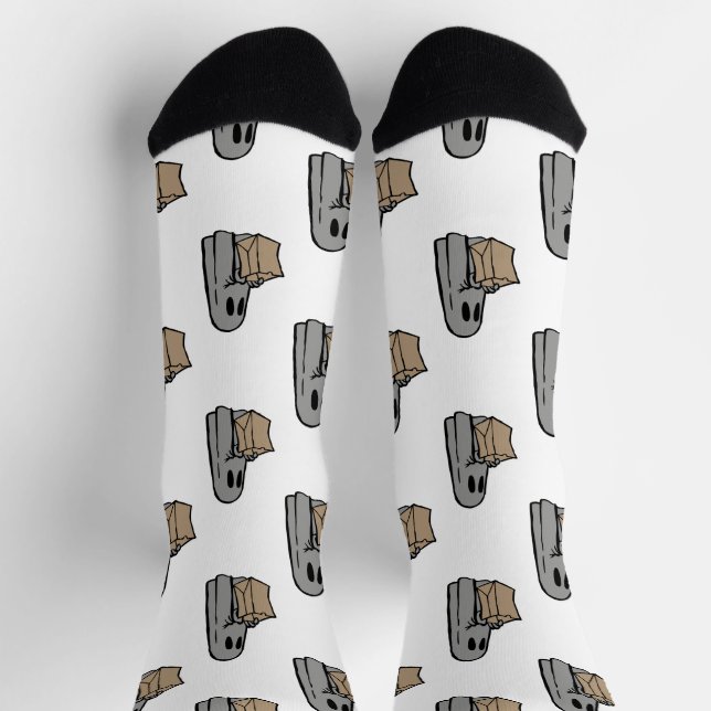 Halloween, Niedlich Ghost Grau, Trick oder Treat,  Socken (Oben)