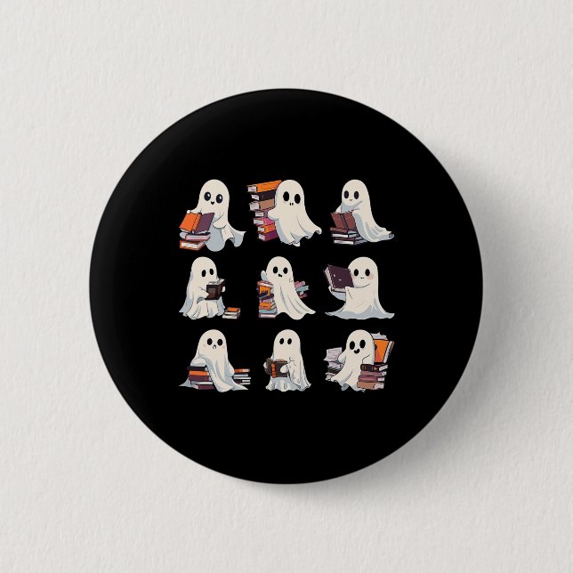Halloween Niedlich Ghost mehr Bücher lesen Spooky  Button (Vorderseite)