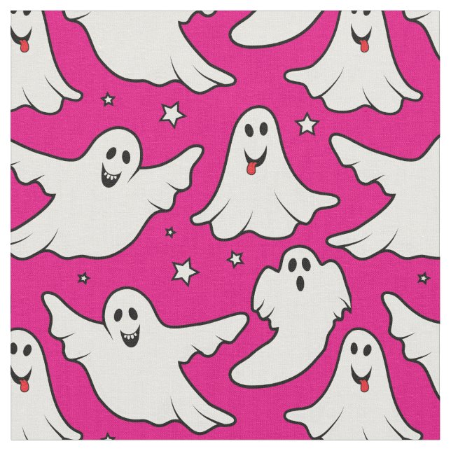 Halloween Niedlich Ghost Pattern auf rosa Stoff (Nahaufnahme)