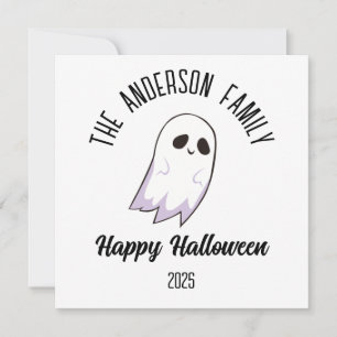 Halloween Niedlich Ghost Personalisierter Name Jah Feiertagskarte