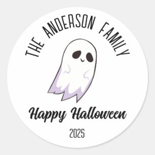 Halloween Niedlich Ghost Personalisierter Name Jah Runder Aufkleber