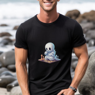 Halloween Niedlich Ghost Playing Schach T-Shirt