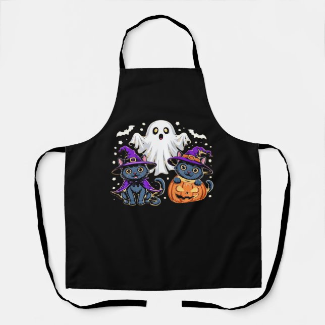 Halloween Niedlich Ghost Pumpkin Cat Classic T - S Schürze (Vorderseite)