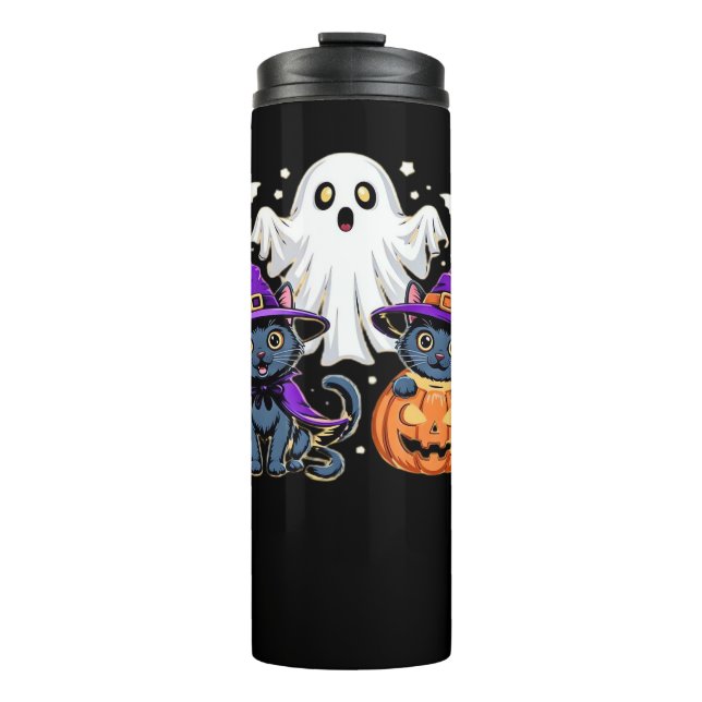 Halloween Niedlich Ghost Pumpkin Cat Classic T - S Thermosbecher (Vorderseite)