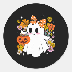 Halloween Niedlich Ghost Vintager Blumenstrauß ode Runder Aufkleber