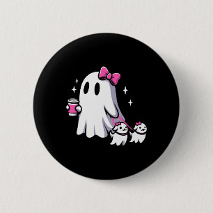 Halloween Niedlich Ghost Walking Hund Spooky Pink  Button