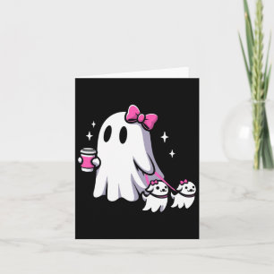 Halloween Niedlich Ghost Walking Hund Spooky Pink  Karte