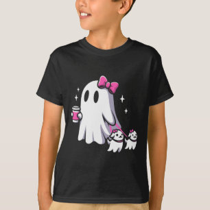 Halloween Niedlich Ghost Walking Hund Spooky Pink T-Shirt
