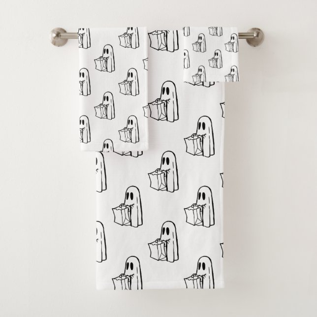 Halloween, Niedlich Ghost White, Trick oder Treat, Badhandtuch Set (Insitu)