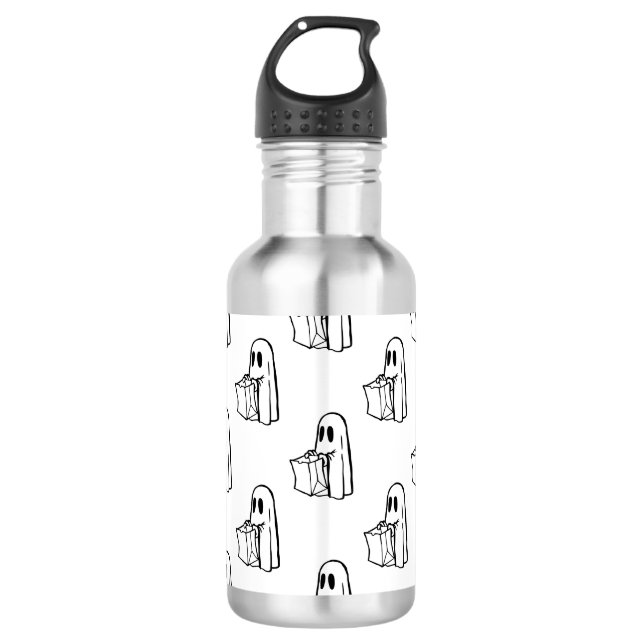 Halloween, Niedlich Ghost White, Trick oder Treat, Edelstahlflasche (Vorderseite)