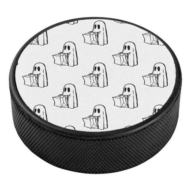 Halloween, Niedlich Ghost White, Trick oder Treat, Eishockey Puck (3/4)