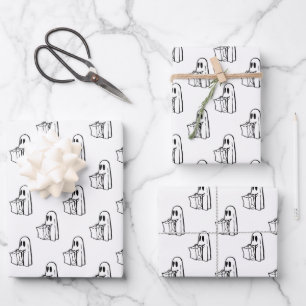 Halloween, Niedlich Ghost White, Trick oder Treat, Geschenkpapier Set