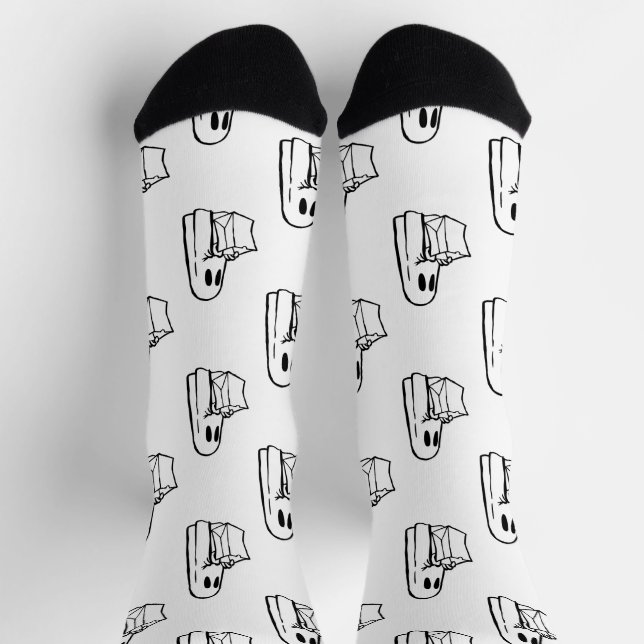 Halloween, Niedlich Ghost White, Trick oder Treat, Socken (Oben)
