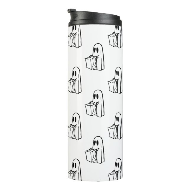 Halloween, Niedlich Ghost White, Trick oder Treat, Thermosbecher (Nach rechts gedreht)