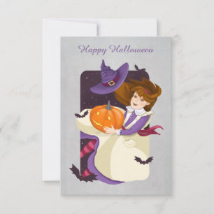 Halloween Niedlich Hexe mit Pumpkin