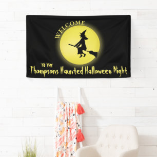 Halloween Niedlich Hexe Spooky Beängstigender Mond Banner