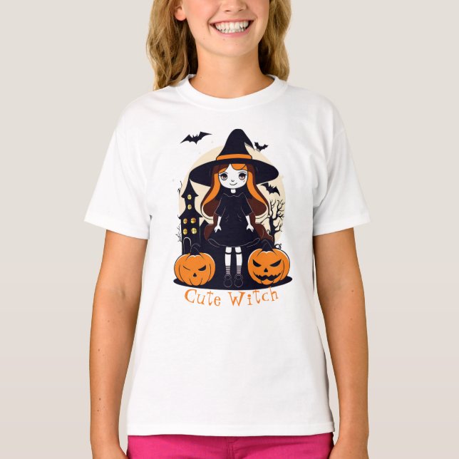 Halloween Niedlich Hexenkürbis Bats & Hexenhaus T-Shirt (Vorderseite)