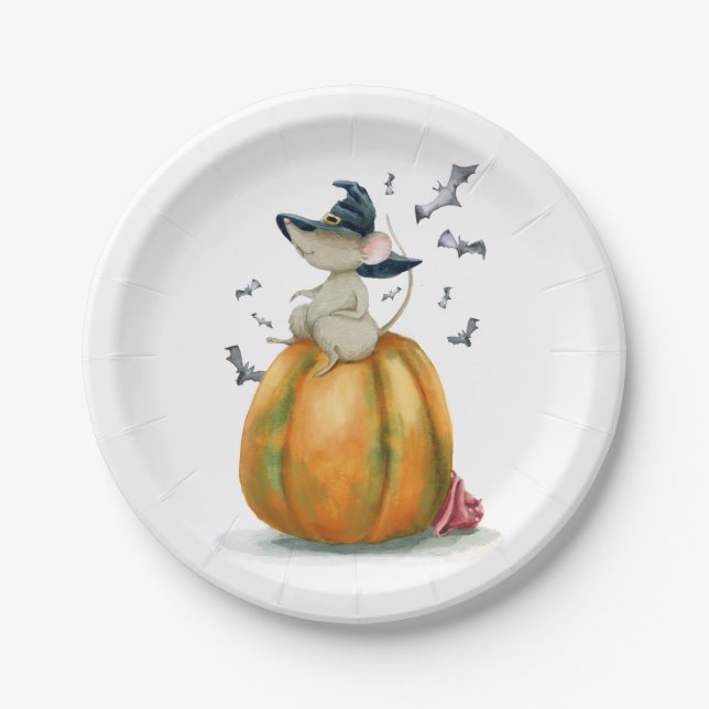 Halloween Niedlich Hexenmäuse Pappteller (Vorderseite)