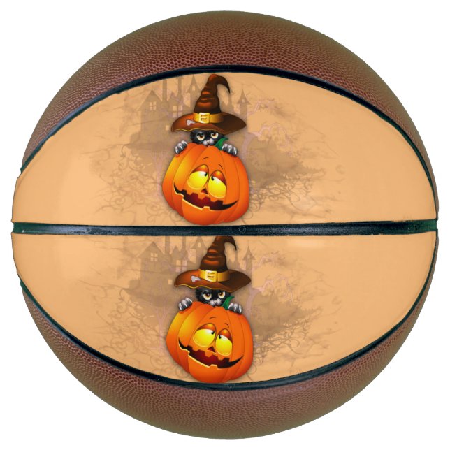 Halloween Niedlich Kitty Hexe und Kürbisfreund Basketball (Vorderseite)