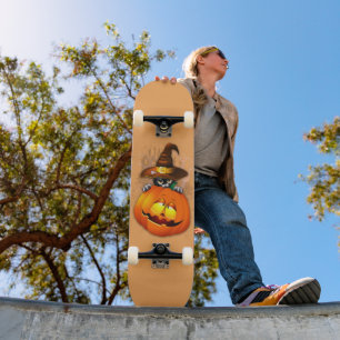 Halloween Niedlich Kitty Hexe und Kürbisfreund Skateboard